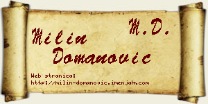 Milin Domanović vizit kartica